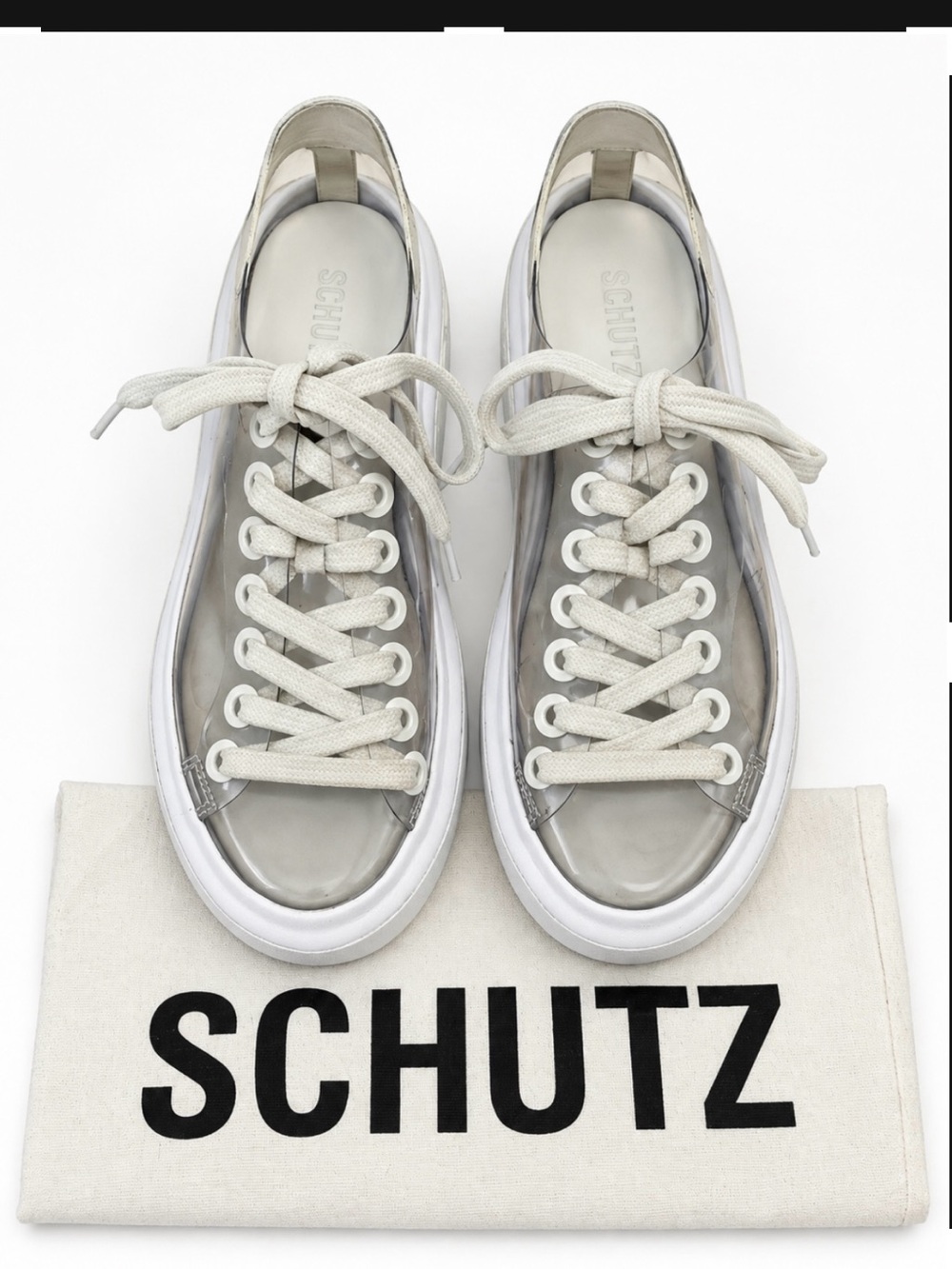SCHUTZ Women’s Ivory/Cream Translucent Platform Sneakers